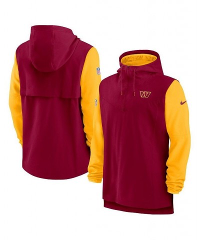 Men's Burgundy, Gold Washington Commanders Sideline Player Quarter-zip Hoodie $50.59 Sweatshirt