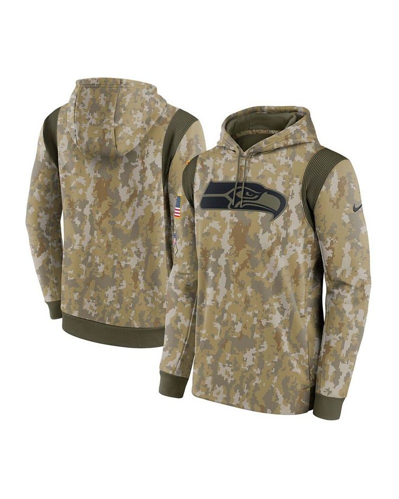 Men's Camo Seattle Seahawks 2021 Salute To Service Therma Performance Pullover Hoodie $39.95 Sweatshirt