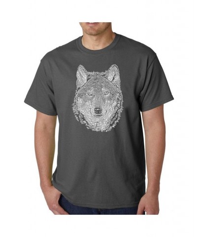 Men's Word Art - Wolf T-Shirt Gray $17.15 T-Shirts