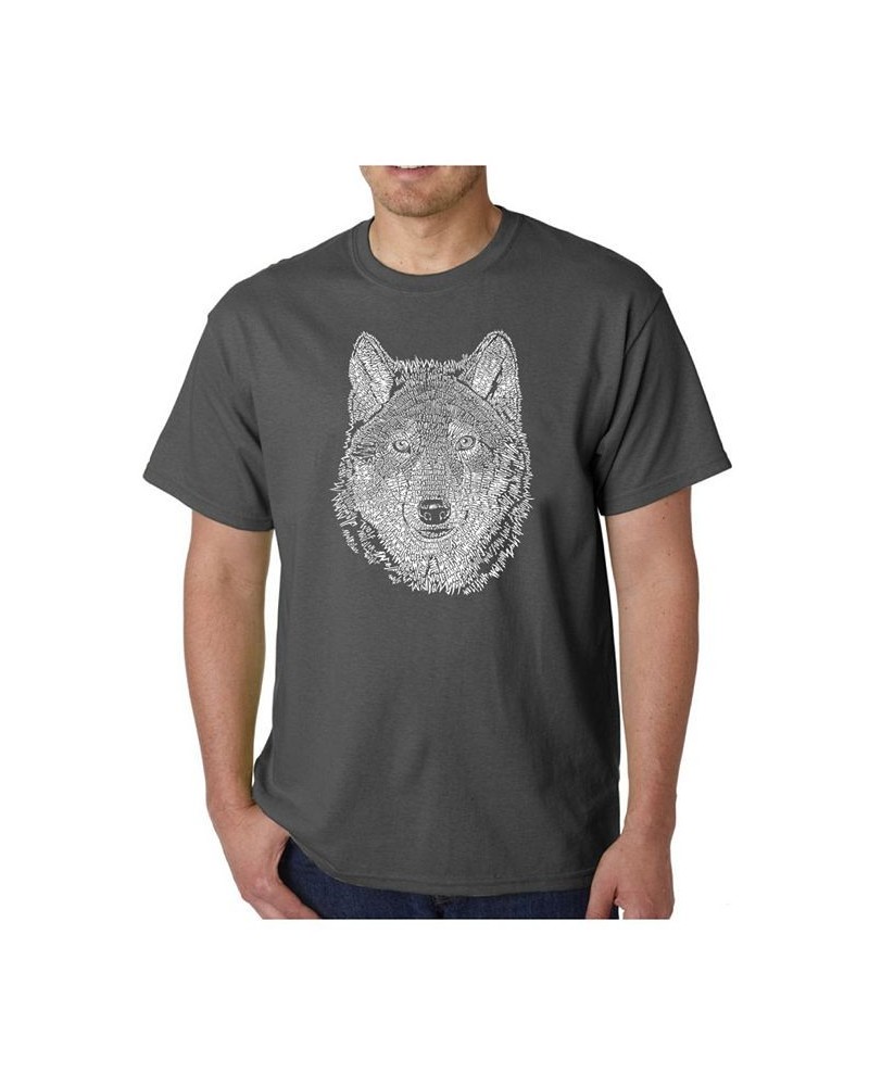 Men's Word Art - Wolf T-Shirt Gray $17.15 T-Shirts