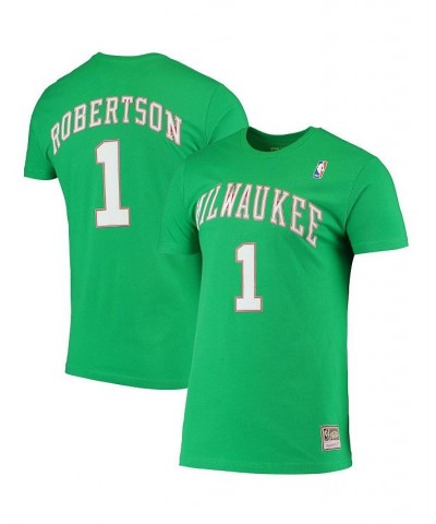 Men's Oscar Robertson Green Milwaukee Bucks Hardwood Classics Stitch Name and Number T-shirt $22.55 T-Shirts