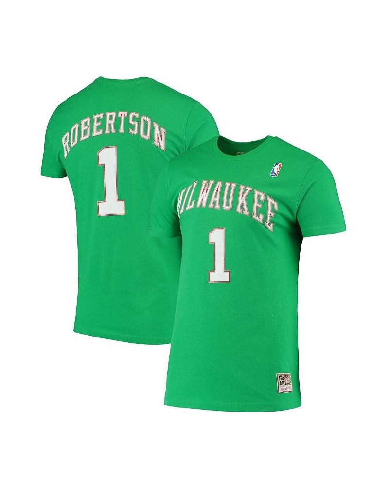 Men's Oscar Robertson Green Milwaukee Bucks Hardwood Classics Stitch Name and Number T-shirt $22.55 T-Shirts