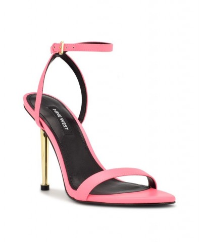 Women's Reina Almond Toe Stiletto Dress Sandals Pink $42.51 Shoes