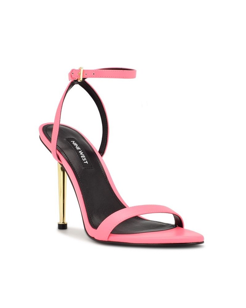 Women's Reina Almond Toe Stiletto Dress Sandals Pink $42.51 Shoes