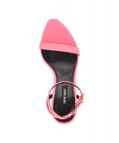 Women's Reina Almond Toe Stiletto Dress Sandals Pink $42.51 Shoes