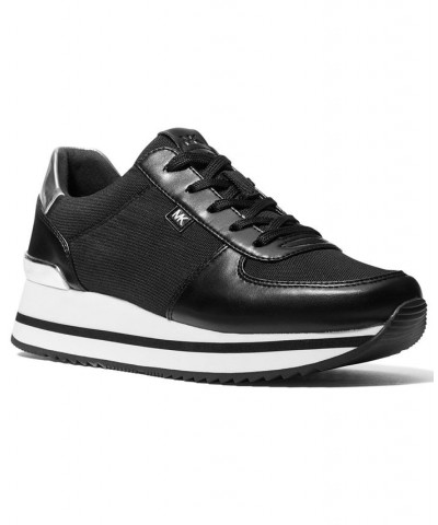 Women's Monique Trainer Lace-Up Sneakers Black $48.79 Shoes