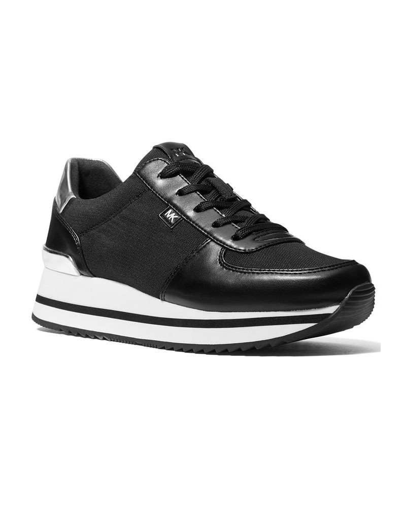 Women's Monique Trainer Lace-Up Sneakers Black $48.79 Shoes