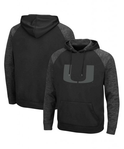 Men's Black Miami Hurricanes Blackout 3.0 Tonal Raglan Pullover Hoodie $28.70 Sweatshirt