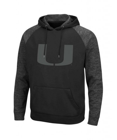 Men's Black Miami Hurricanes Blackout 3.0 Tonal Raglan Pullover Hoodie $28.70 Sweatshirt