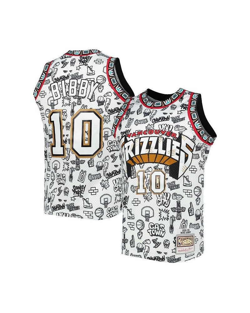 Men's Mike Bibby White Vancouver Grizzlies 1998-99 Hardwood Classics Doodle Swingman Player Jersey $49.50 Jersey