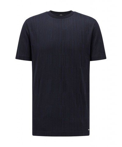 BOSS Men's Silk and Cotton T-shirt Blue $50.88 T-Shirts