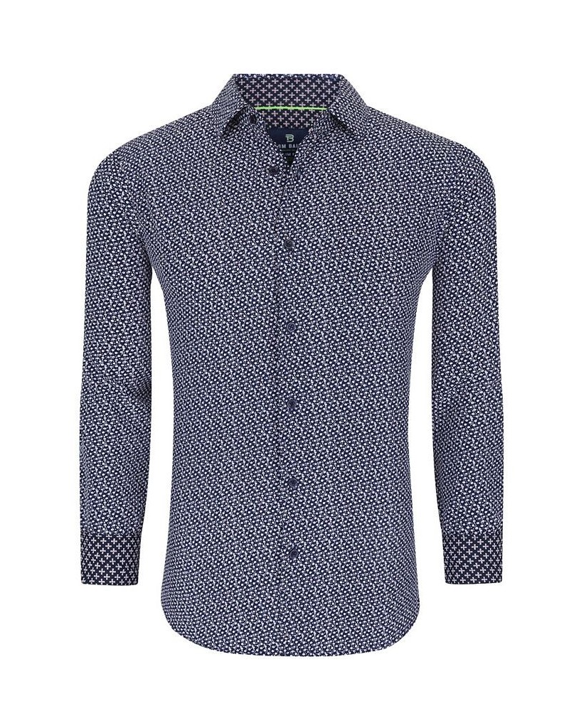 Men's Slim Fit Performance Geometric Button Down Shirt PD02 $26.54 Shirts