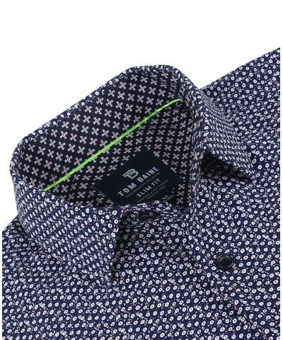 Men's Slim Fit Performance Geometric Button Down Shirt PD02 $26.54 Shirts