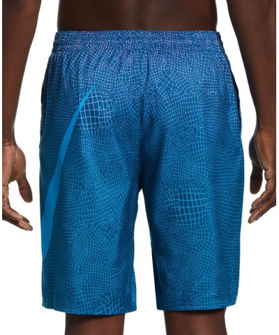 Men's Breaker Grid Swoosh Printed 9" Swim Trunks Blue $29.58 Swimsuits