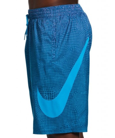 Men's Breaker Grid Swoosh Printed 9" Swim Trunks Blue $29.58 Swimsuits