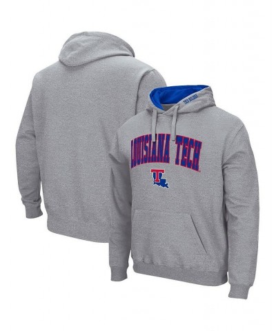 Men's Heathered Gray Louisiana Tech Bulldogs Arch and Logo Pullover Hoodie $32.99 Sweatshirt