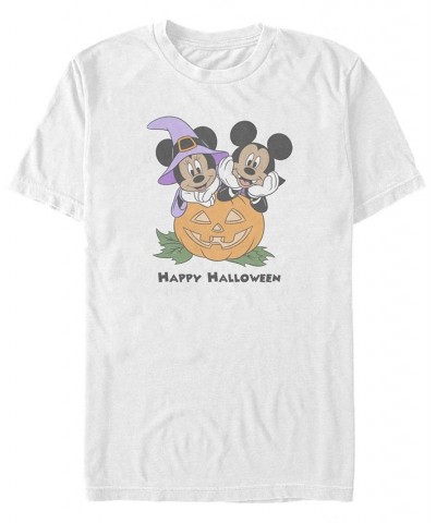 Men's Mickey Classic Pumpkin Mice Short Sleeves T-shirt White $17.84 T-Shirts