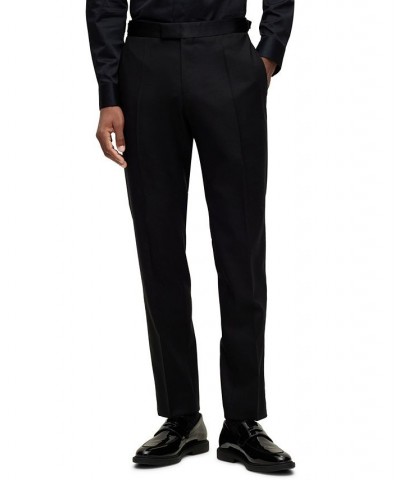 BOSS Men's Slim-Fit in a Patterned Wool Blend Trousers Black $97.92 Pants