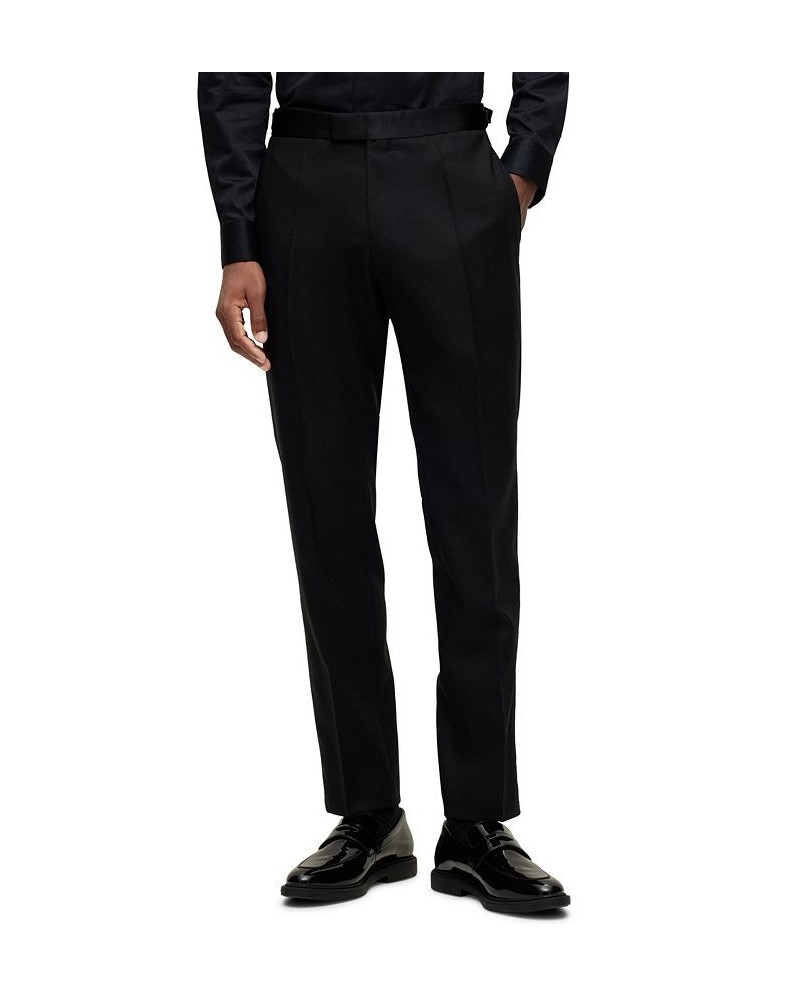 BOSS Men's Slim-Fit in a Patterned Wool Blend Trousers Black $97.92 Pants