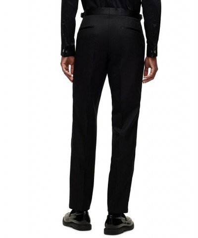 BOSS Men's Slim-Fit in a Patterned Wool Blend Trousers Black $97.92 Pants