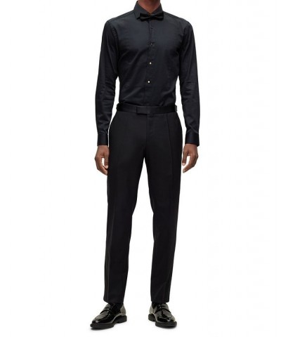 BOSS Men's Slim-Fit in a Patterned Wool Blend Trousers Black $97.92 Pants