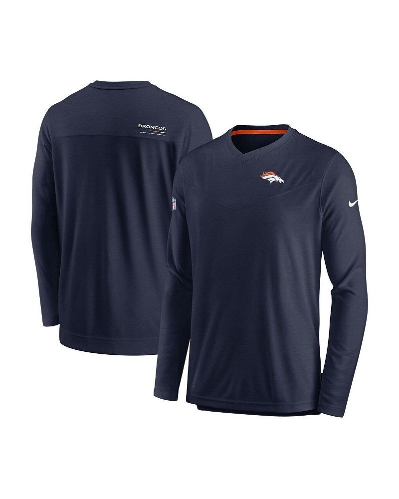 Men's Navy Denver Broncos 2022 Sideline Coach Chevron Lock Up Performance Long Sleeve T-shirt $28.70 T-Shirts