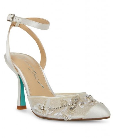 Women's Micki Embroidered Evening Pumps Ivory/Cream $59.34 Shoes