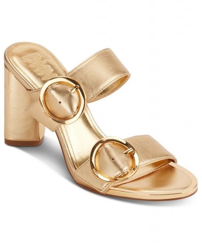 Women's Staten Buckled Strappy Dress Sandals Gold $63.94 Shoes