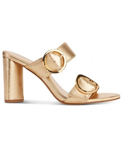 Women's Staten Buckled Strappy Dress Sandals Gold $63.94 Shoes