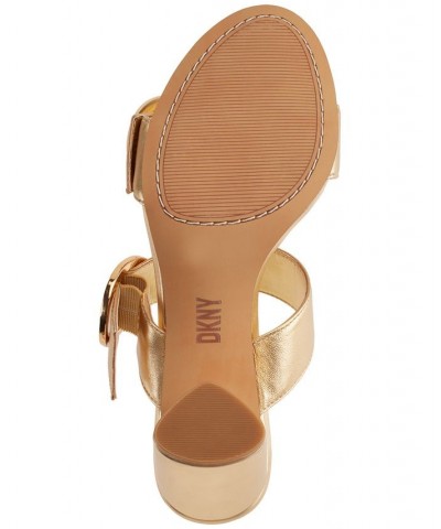 Women's Staten Buckled Strappy Dress Sandals Gold $63.94 Shoes