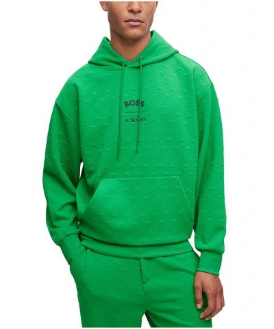 BOSS Men's AJBXNG All-Over Monogram Jacquard Relaxed-Fit Hoodie Green $105.78 Sweatshirt