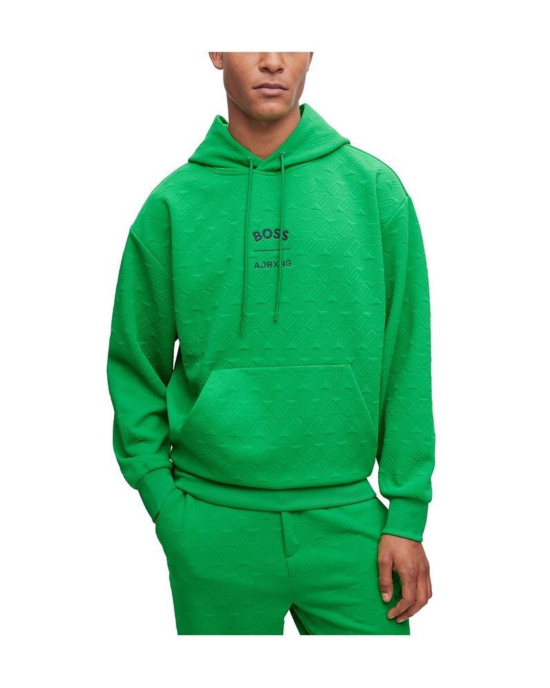 BOSS Men's AJBXNG All-Over Monogram Jacquard Relaxed-Fit Hoodie Green $105.78 Sweatshirt