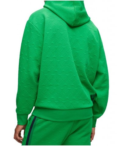 BOSS Men's AJBXNG All-Over Monogram Jacquard Relaxed-Fit Hoodie Green $105.78 Sweatshirt