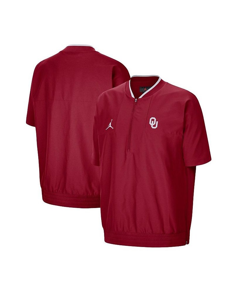 Men's Brand Crimson Oklahoma Sooners 2021 Coaches Short Sleeve Quarter-Zip Jacket $29.04 Jackets