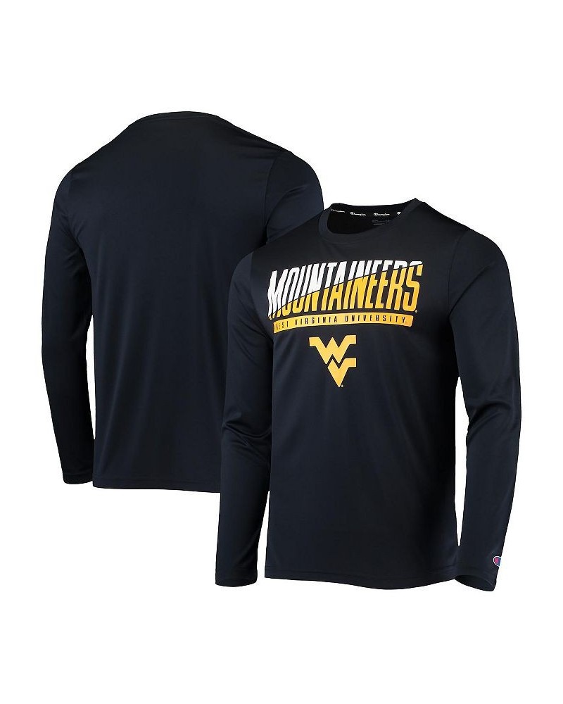 Men's Navy West Virginia Mountaineers Wordmark Slash Long Sleeve T-shirt $22.05 T-Shirts