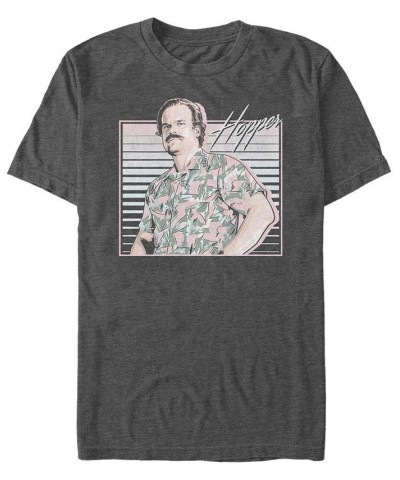 Men's Stranger Things Hawaiian Hopper Short Sleeve T-shirt Gray $18.89 T-Shirts