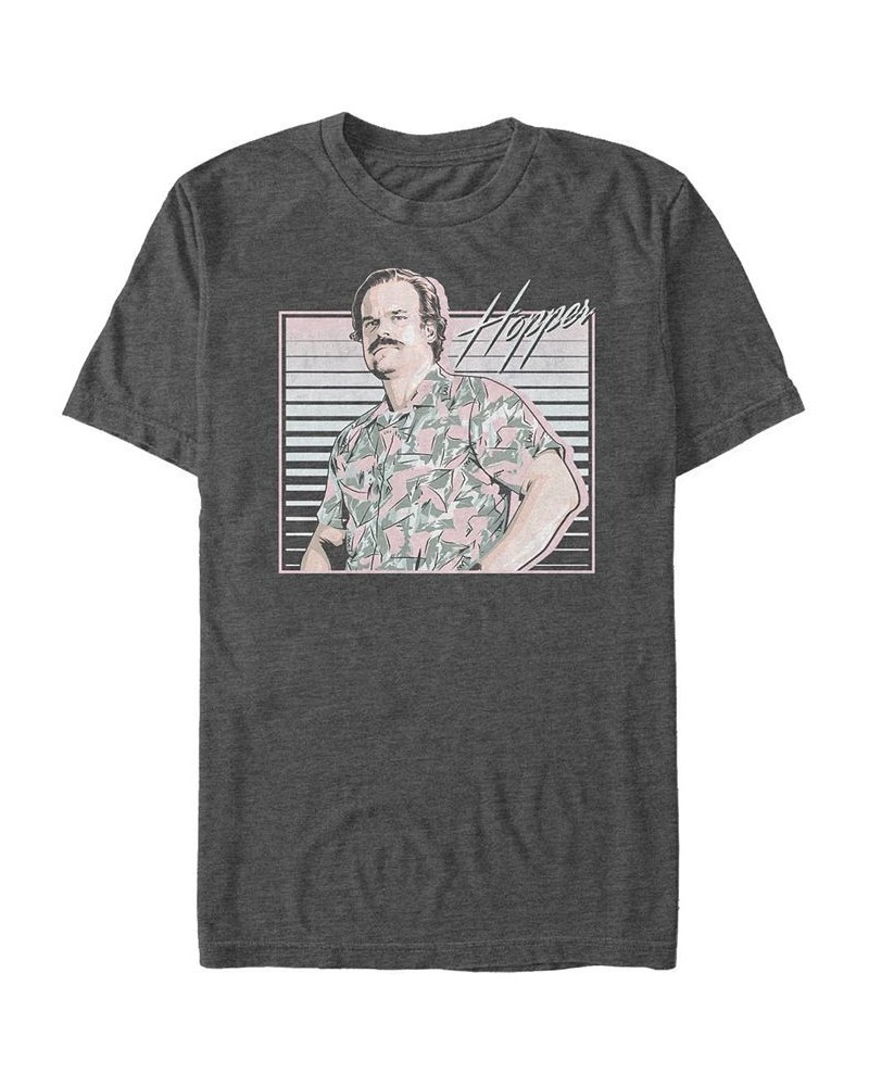 Men's Stranger Things Hawaiian Hopper Short Sleeve T-shirt Gray $18.89 T-Shirts