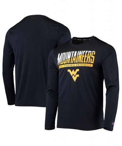 Men's Navy West Virginia Mountaineers Wordmark Slash Long Sleeve T-shirt $22.05 T-Shirts