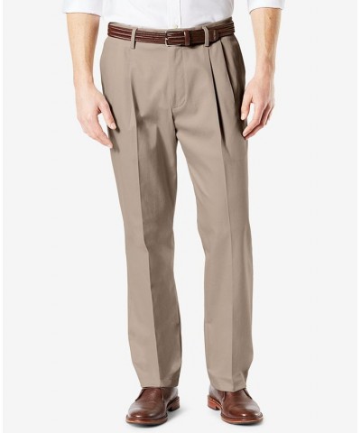 Men's Signature Lux Cotton Classic Fit Pleated Creased Stretch Khaki Pants Tan/Beige $29.40 Pants