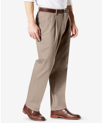 Men's Signature Lux Cotton Classic Fit Pleated Creased Stretch Khaki Pants Tan/Beige $29.40 Pants