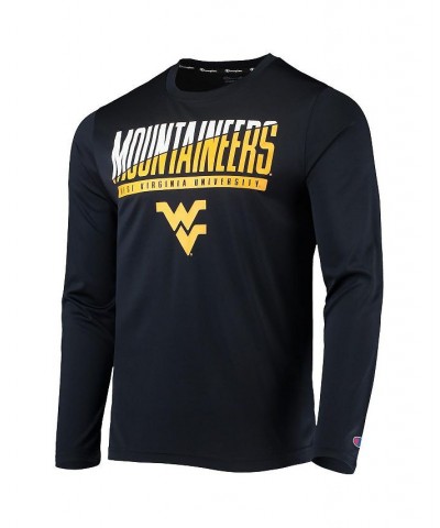 Men's Navy West Virginia Mountaineers Wordmark Slash Long Sleeve T-shirt $22.05 T-Shirts