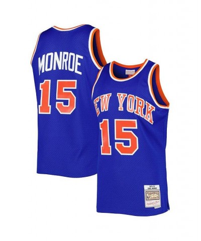 Men's Earl Monroe Blue New York Knicks Hardwood Classics 1972-73 Swingman Jersey $44.94 Jersey