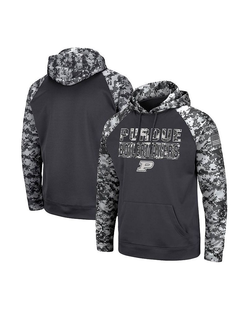 Men's Charcoal Purdue Boilermakers OHT Military-Inspired Appreciation Digital Camo Pullover Hoodie $31.89 Sweatshirt