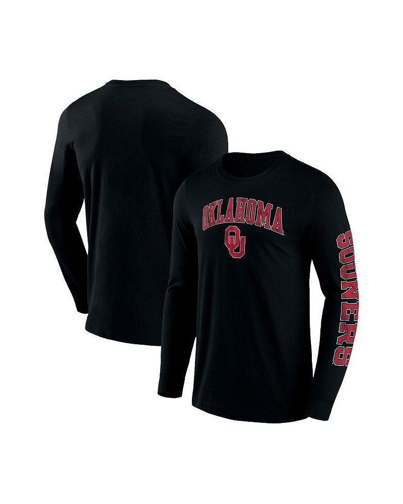 Men's Branded Black Oklahoma Sooners Distressed Arch Over Logo 2.0 Long Sleeve T-shirt $18.80 T-Shirts