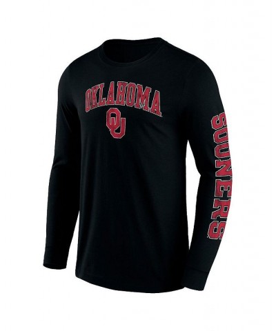 Men's Branded Black Oklahoma Sooners Distressed Arch Over Logo 2.0 Long Sleeve T-shirt $18.80 T-Shirts