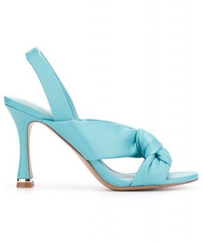 Women's Blanche Knot Slingback Heeled Dress Sandals Blue $50.31 Shoes