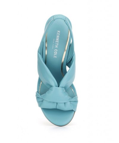 Women's Blanche Knot Slingback Heeled Dress Sandals Blue $50.31 Shoes