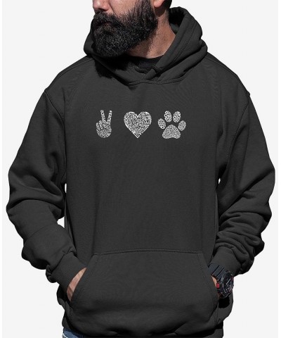 Men's Peace Love Dogs Word Art Hooded Sweatshirt Gray $24.60 Sweatshirt