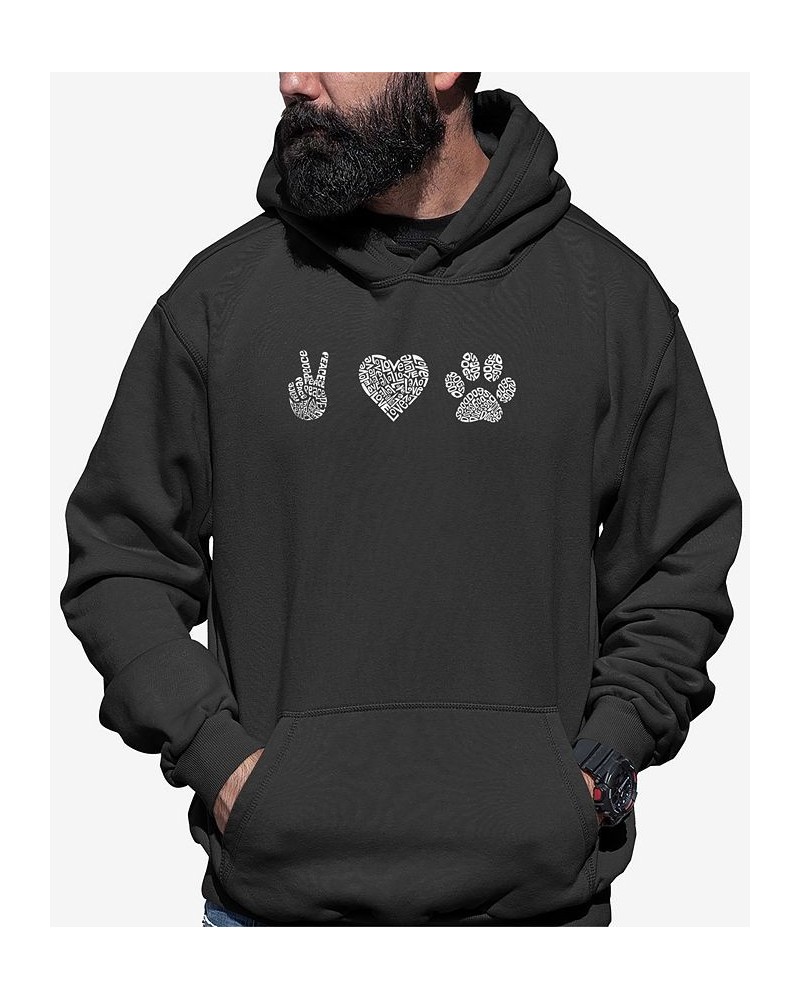 Men's Peace Love Dogs Word Art Hooded Sweatshirt Gray $24.60 Sweatshirt