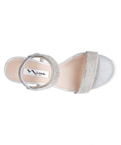 Women's Luz Slingback Evening Sandals Silver $35.60 Shoes